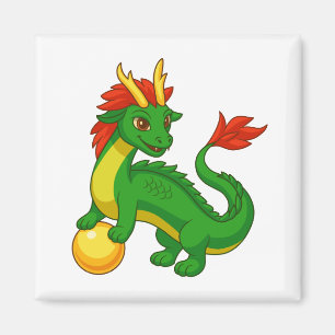 Green Chinese Dragon Magnet