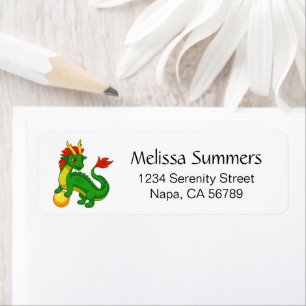 Green Chinese Dragon Return Address Label