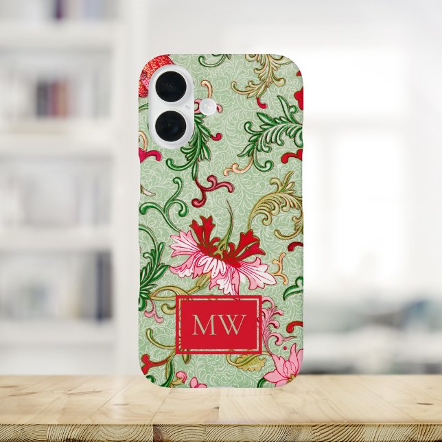 Green Chinese Floral Custom Monogram Case-Mate iPhone Case (Creator Uploaded)