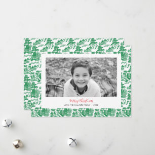 Green Chinoiserie Christmas Photo Card