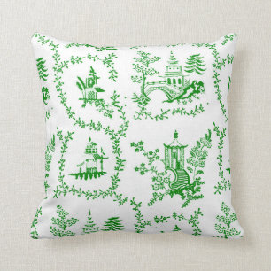 Green Chinoiserie Pagoda Cushion