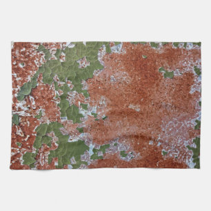 Green Chipping Paint Rusted Metal Pattern Tea Towel