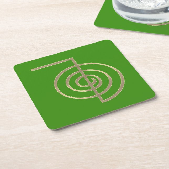 Green Cho Ku Rei Reiki Symbol Coasters (Angled)