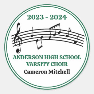 Green Choir Custom High School Graduation Party Classic Round Sticker