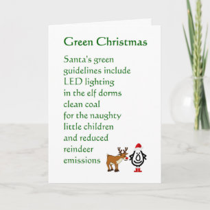 Green Christmas - a funny Christmas Poem Holiday Card