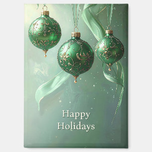 Green Christmas Ball Holiday Magnet