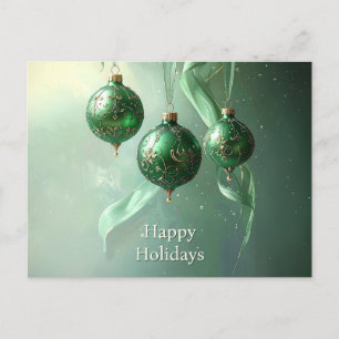 Green Christmas Ball Holiday Postcard