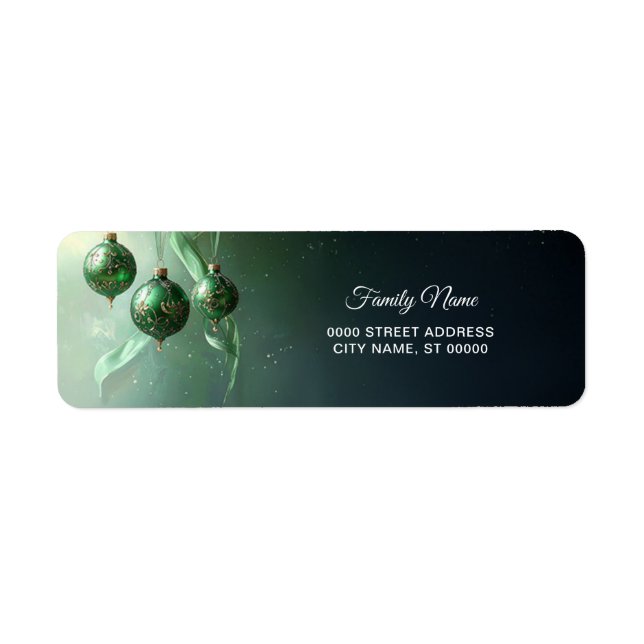 Green Christmas Ball Return Address Label (Front)