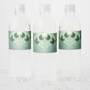 Green Christmas Ball Water Bottle Label