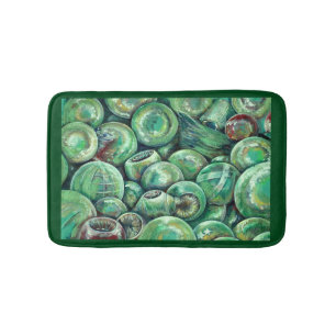 Green Christmas Balls Bath Mat