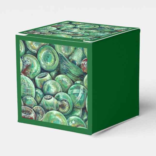 Green Christmas Balls Favour Box (Front Side)