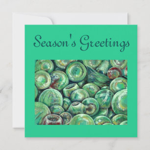 Green Christmas Balls Holiday Card
