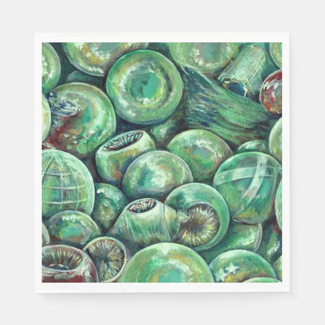 Green Christmas Balls Napkin (Front)