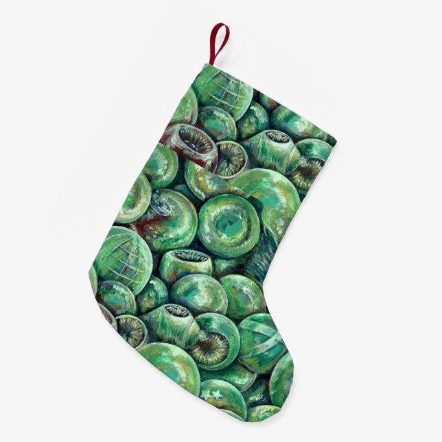 Green Christmas Balls Small Christmas Stocking (Front (Hanging))