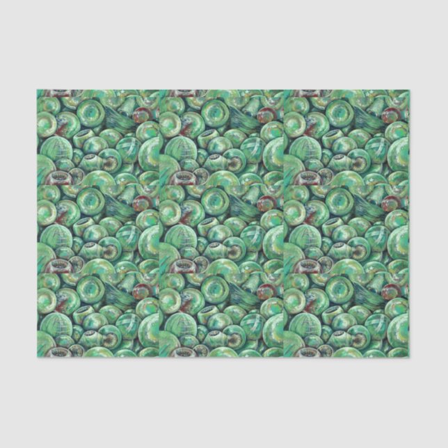 Green Christmas Balls Tissue Paper (Front)