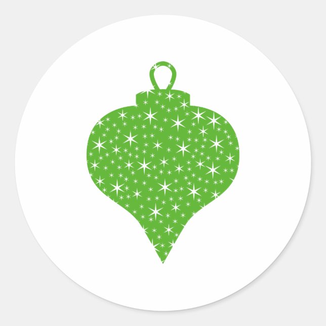 Green Christmas Bauble Design. Classic Round Sticker (Front)