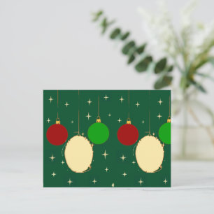 Green Christmas Baubles Greeting Card Folded