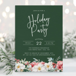 Green Christmas Botanical Holiday Party Invitation