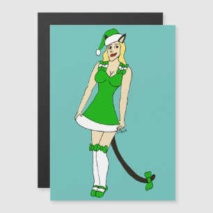 Green Christmas catgirl