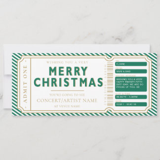 Green Christmas Concert Ticket Gift Voucher Card