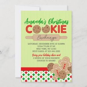 Green Christmas Cookie Exchange Party Invitation