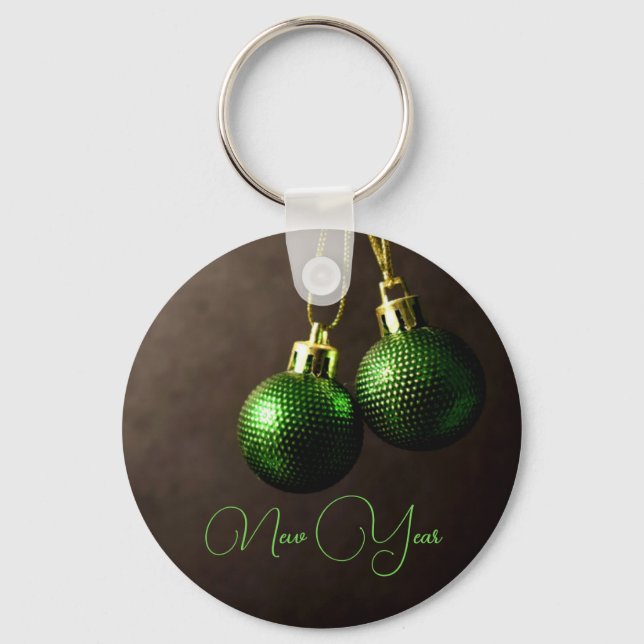  Green Christmas Decorations Keychain (Front)