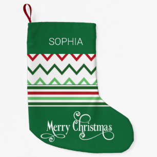 Green Christmas Design Personalised Name Small Small Christmas Stocking