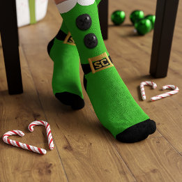 Green Christmas Elf Naughty and Nice Festive Socks