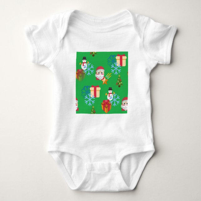 green christmas emoji baby bodysuit (Front)