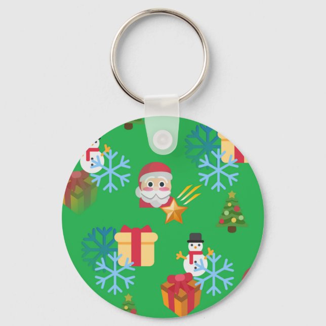 green christmas emoji key ring (Front)