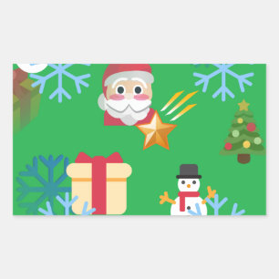 green christmas emoji rectangular sticker