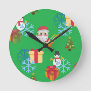 green christmas emoji round clock