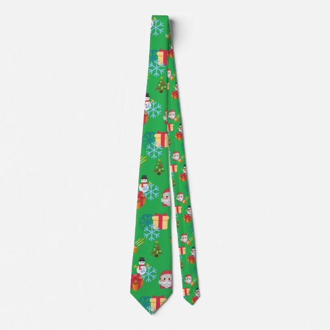 green christmas emoji tie (Front)