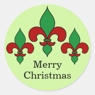Green Christmas Fleur de Lis Stickers
