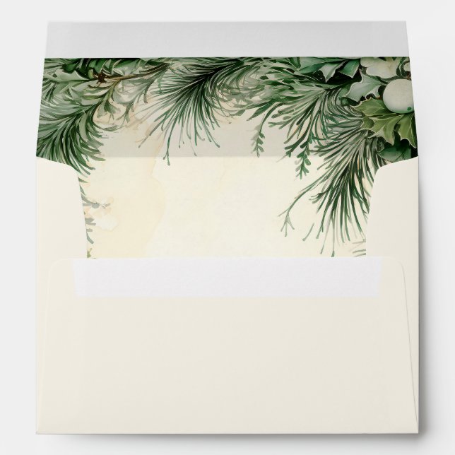 Green Christmas Flowers  Envelope (Back (Bottom))