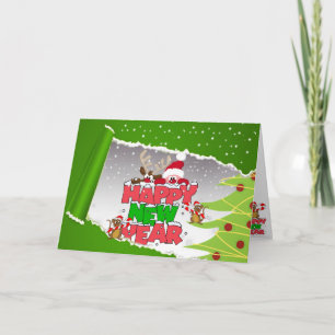 Green Christmas folded greeting card