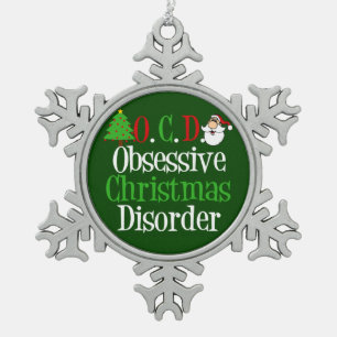 Green Christmas Funny Snowflake Pewter Christmas Ornament