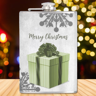 Green Christmas Gift Holiday Flask