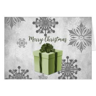 Green Christmas Gift Holiday Greeting Card