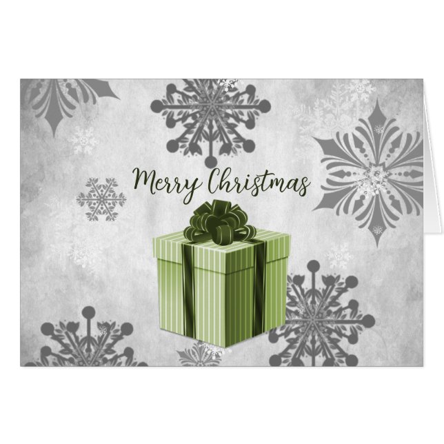 Green Christmas Gift Holiday Greeting Card (Front Horizontal)