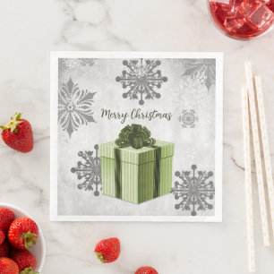 Green Christmas Gift Holiday Paper Napkin