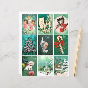 Green Christmas Green Card Clipart Sheet