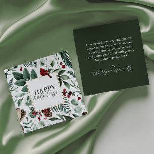 Green Christmas Greenery and Berries Holiday Card