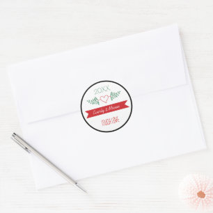 Green Christmas Holiday Family Photo Classic Round Sticker