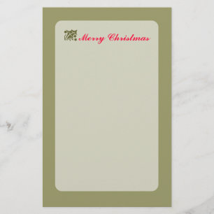 Green Christmas Holly Leaf Stationery