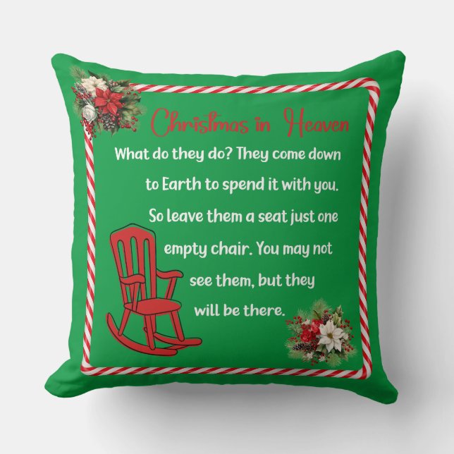 Green Christmas in heaven Cushion (Front)