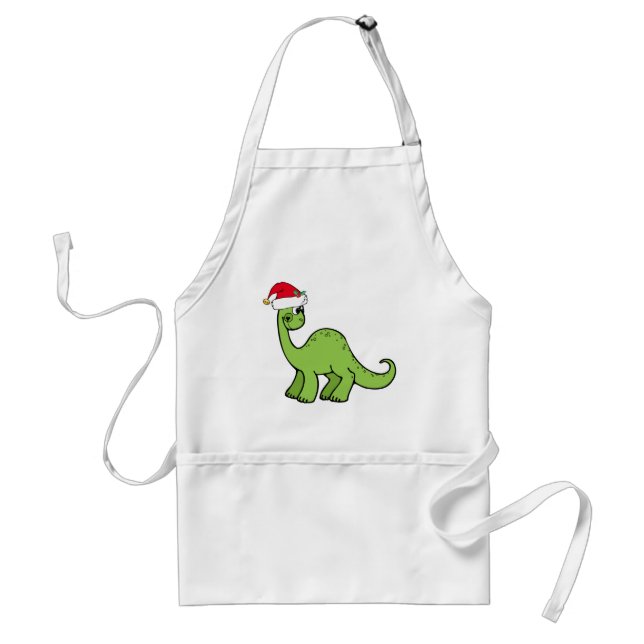 Green Christmas Kids Dinosaur Santa Standard Apron (Front)
