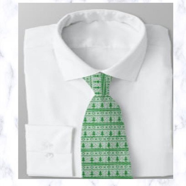 Green Christmas Knit Sweater Design  Tie (Creator Uploaded)