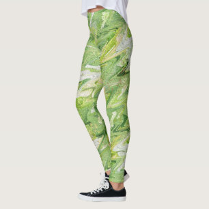 Green Christmas Leggings - Holiday Wave Yoga Pants
