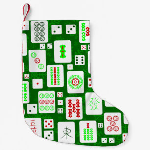 green christmas mahjong chinese tiles game asian  small christmas stocking
